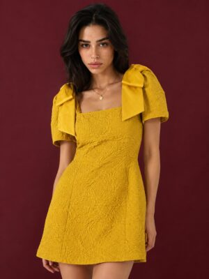 Golden Bloom Mini Dress