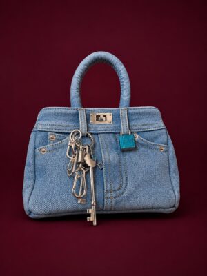 Denim Key Charm Bag