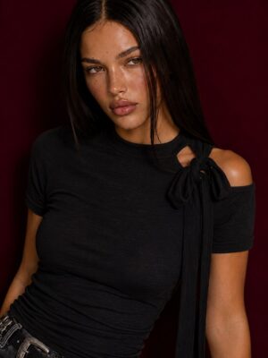 One-Shoulder Tie Detail Top