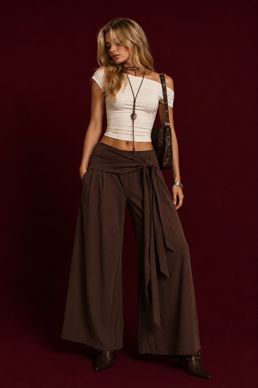 Side Tie Wide-Leg Pants